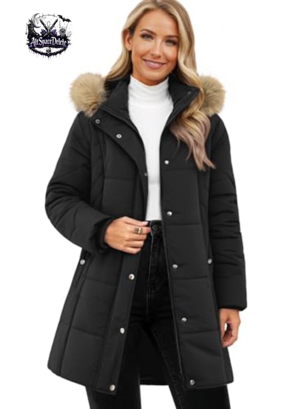 Women's Winter Puffer Coat Removable Hood Zip Up Long Parka Quilted